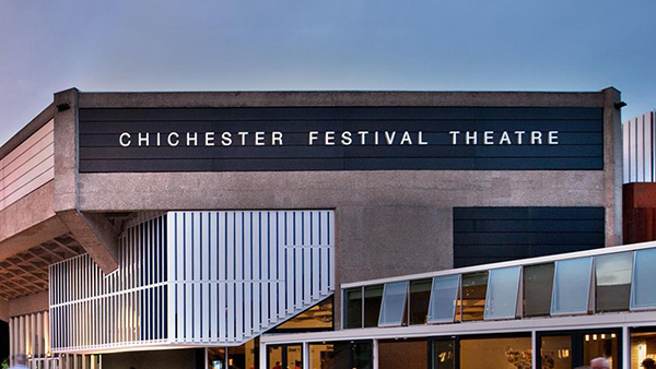 Exterior of Chichester Festival Theatre, a  bold concrete structure