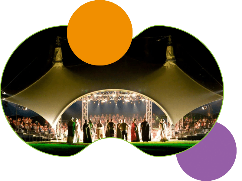 The Hudson Valley Shakespeare Festival under the tent at Boscobel in New York