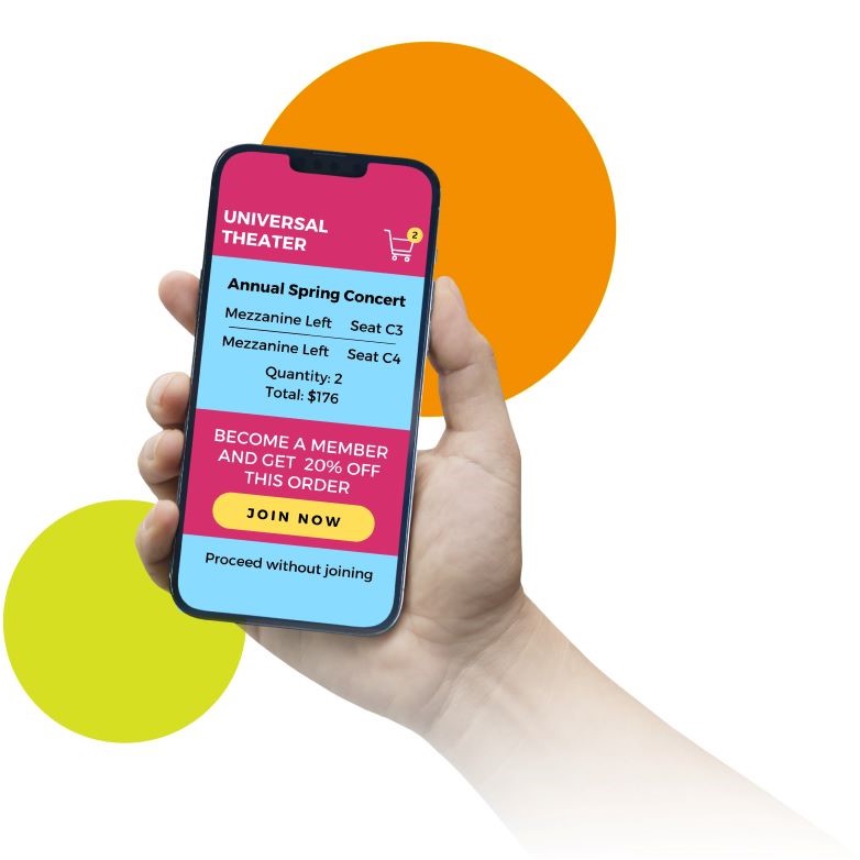 prompt to save 20% by becoming a member during ticket purchase