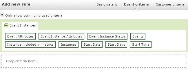 Screenshot of the Spektrix system, showing how email recipients can be filtered by the events they're attending 