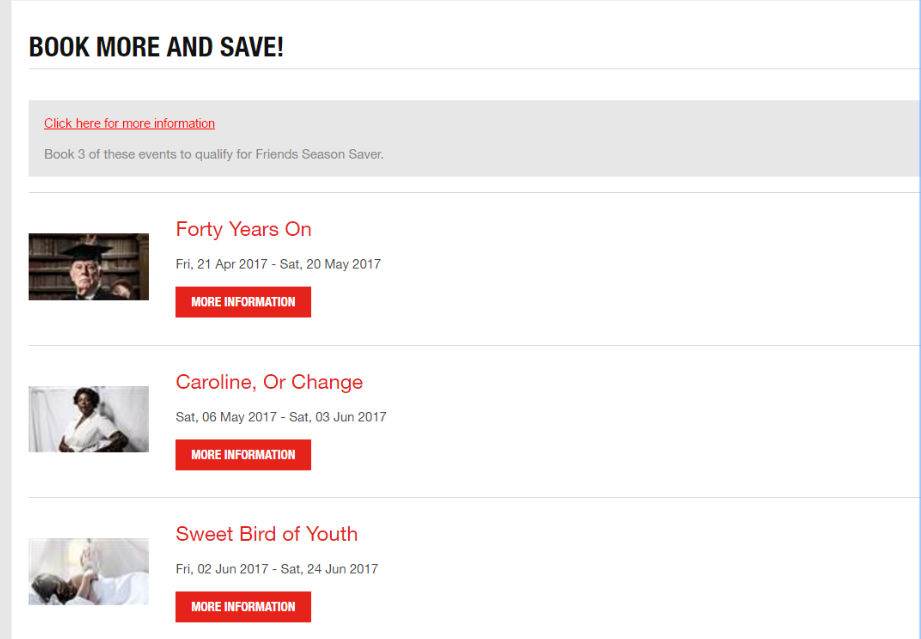 Book three events to qualify for a Friends Season Saver: offer example at Two River Theater