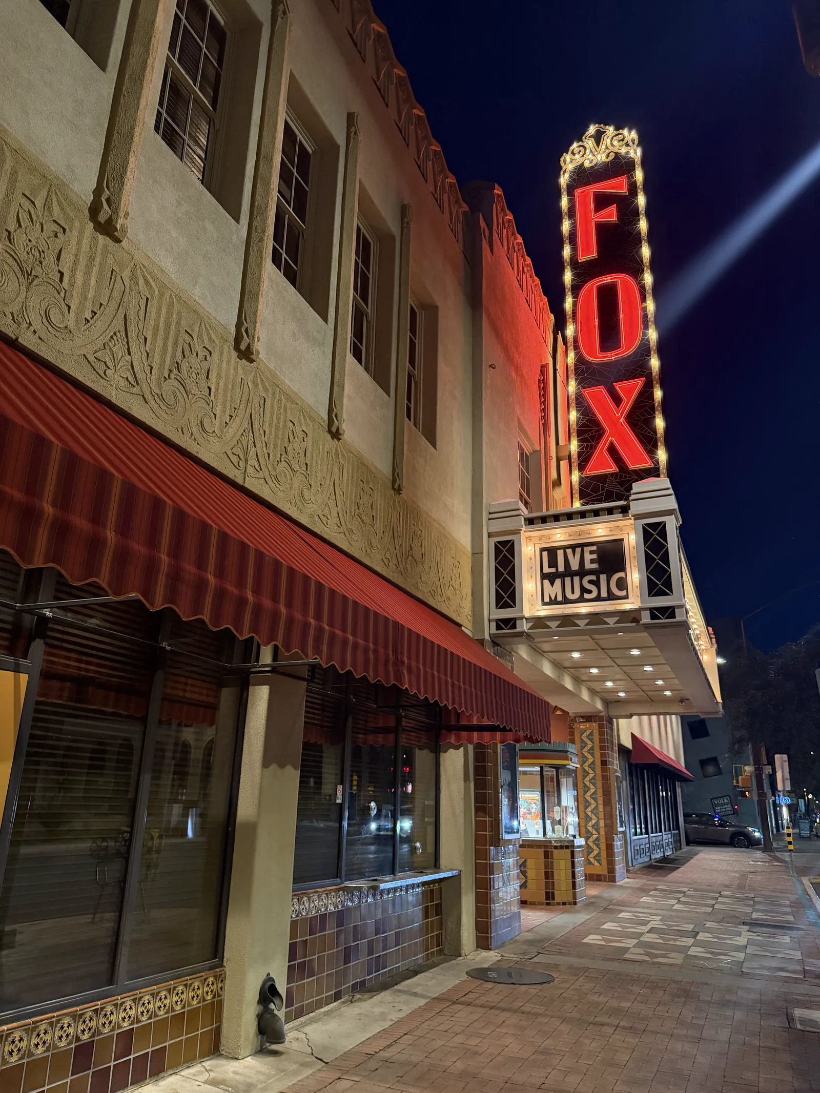 Fox Tucson Theatre Exterior Front Sign Night
