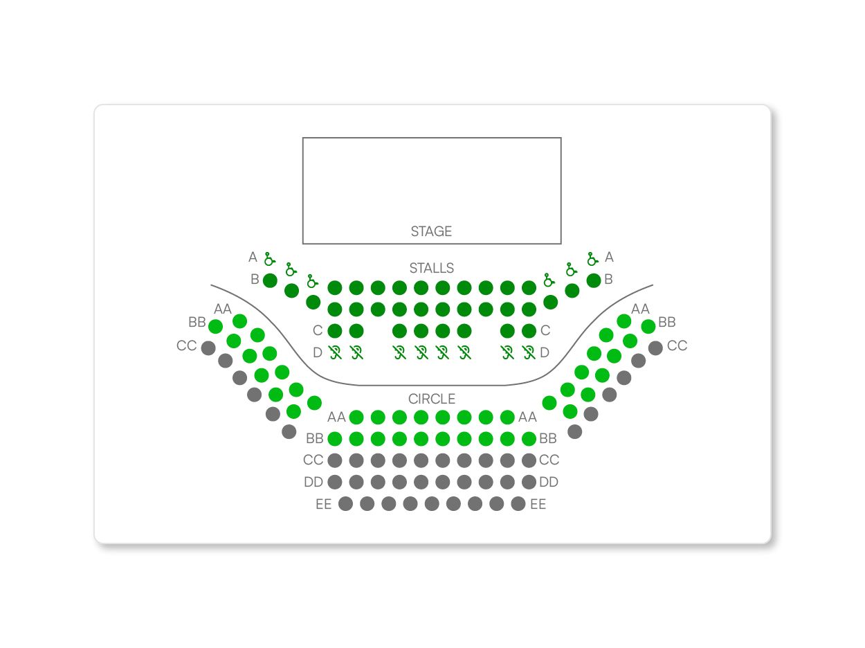 A Theatre Seating Plan Showing Coloured Price Tiers