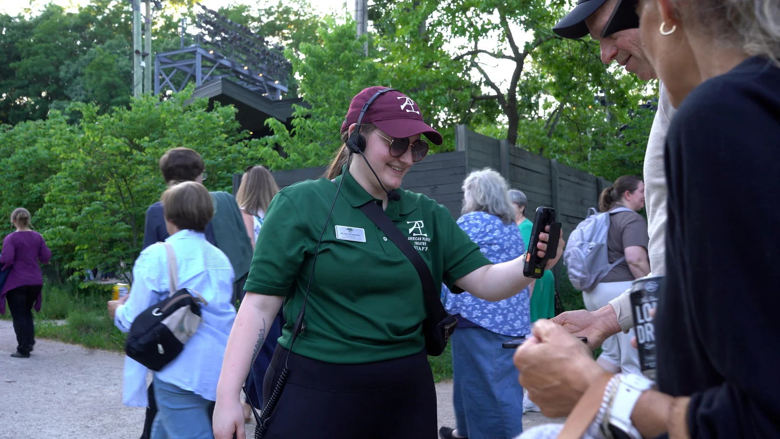 American Players Theatre Ticket Scanning Staff Green Shirts Video Still C0047