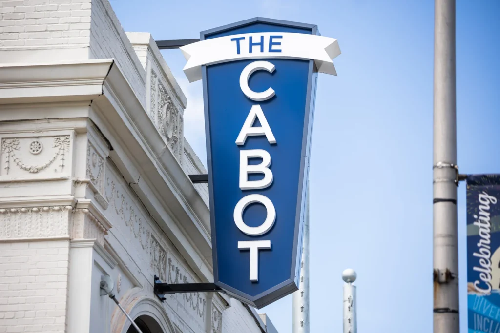Cabot Theatre Exterior Vertical Sign Photo Credit Haynes