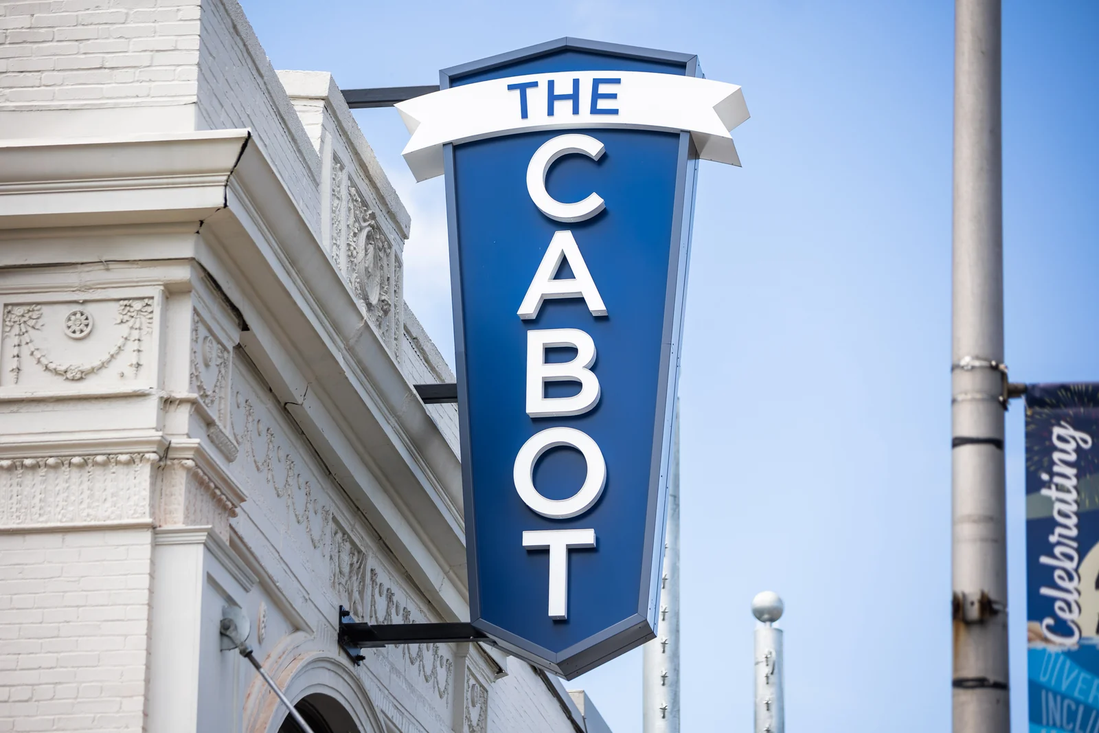 Cabot Theatre Exterior Vertical Sign Photo Credit Haynes