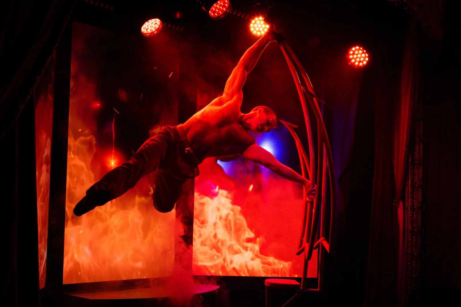Can Can Culinary Cabaret Aerial Hoop Firelight Performance
