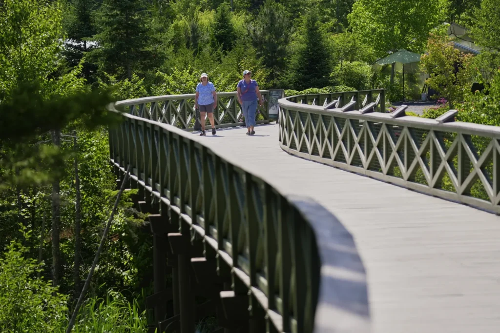 Coastal Maine Botanical Garden Exterior Visitors Customers On Raised Trail