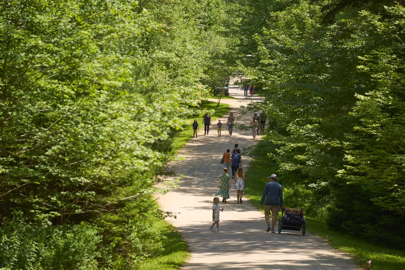 Coastal Maine Botanical Garden Exterior Visitors Customers On Trail Path