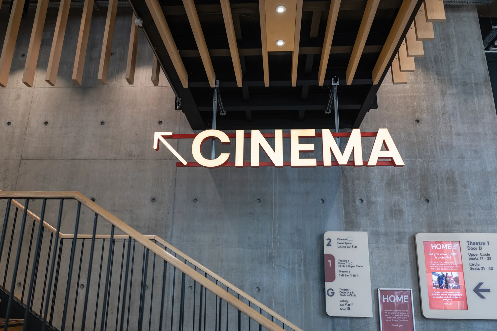 Home Manchester Cinema Wayfinding Signage Photo Credit Michael Kirkham