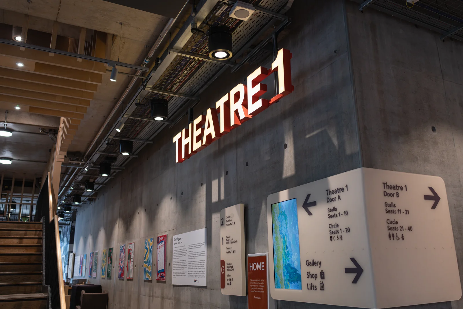 Home Manchester Theatre One Corridor Signage
