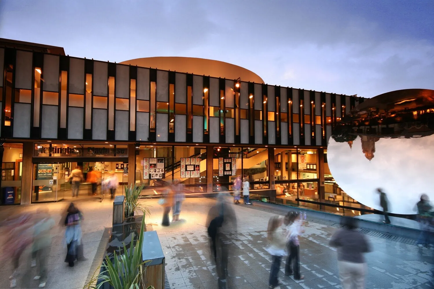 An Exterior Wide Shot Of Nottingham Playhouse Lit Up At Night