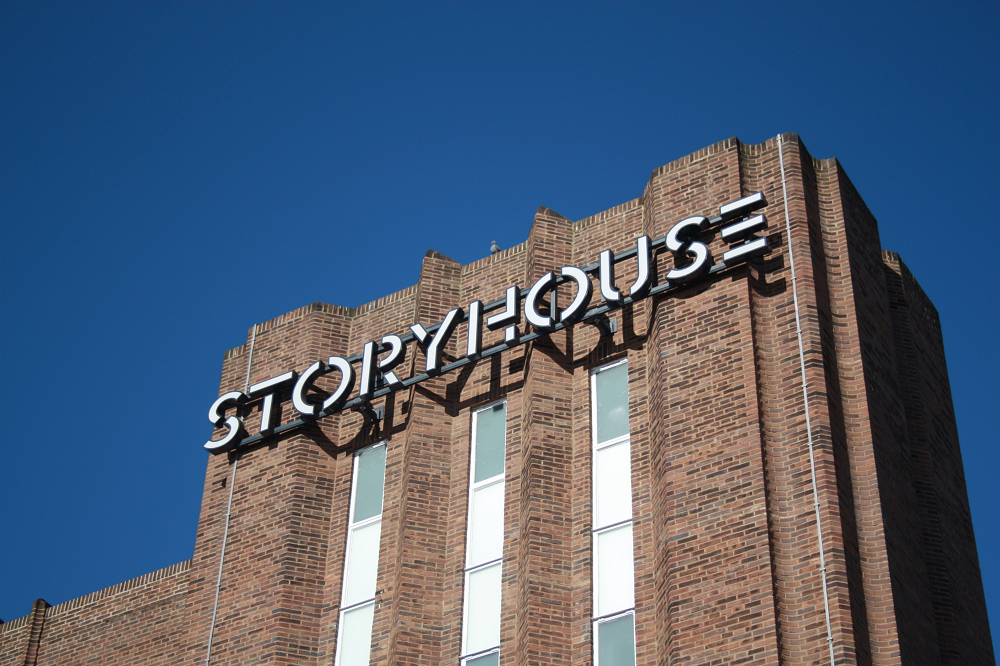 An Exterior Shot Of The Storyhouse Sign