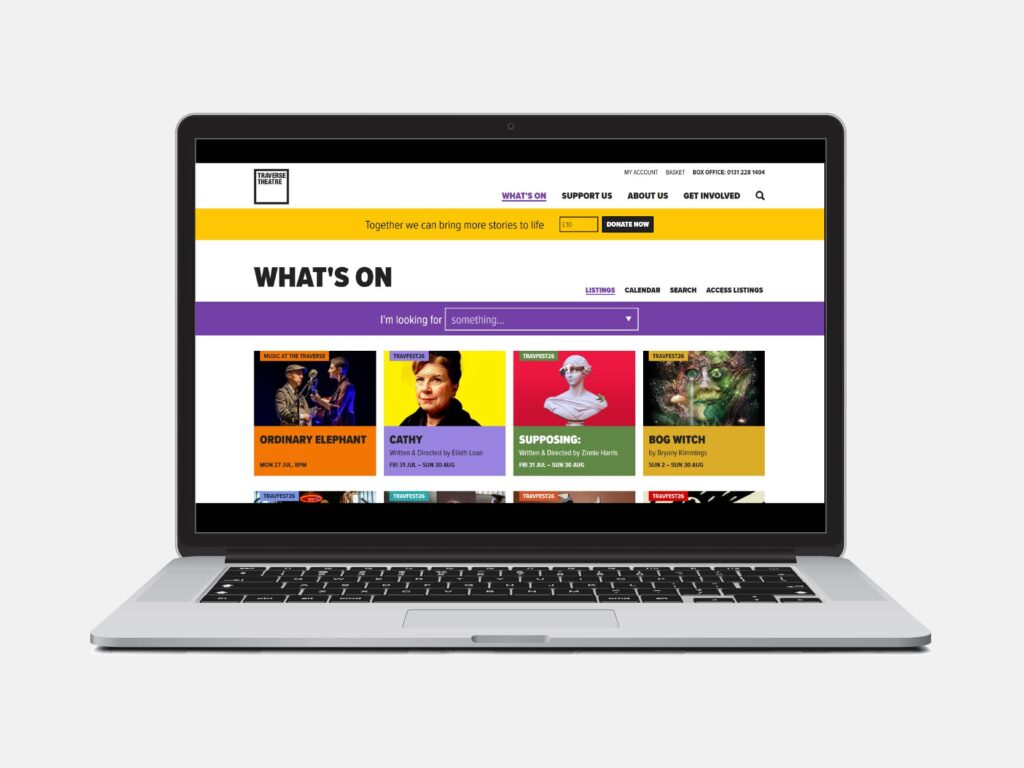 Traverse Theatre Website Laptop Basket Ticketing