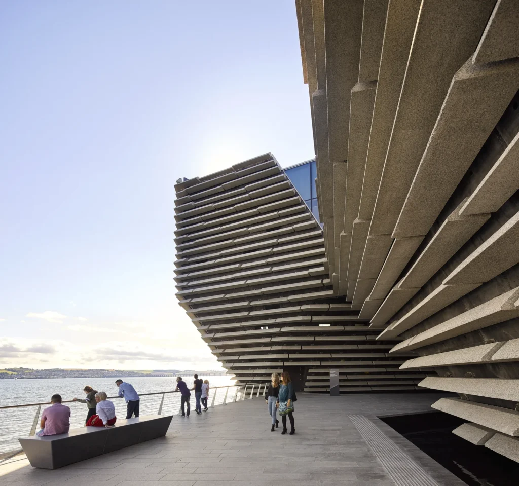 V And A Dundee Scotland Exterior Terrace Under Facade With Visitors Photo Credit Hufton Crow