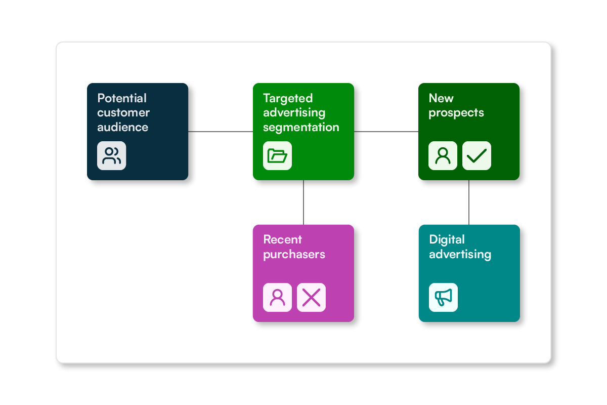 Flowchart Showing Recent Purchasers Being Excluded From Ad Audience