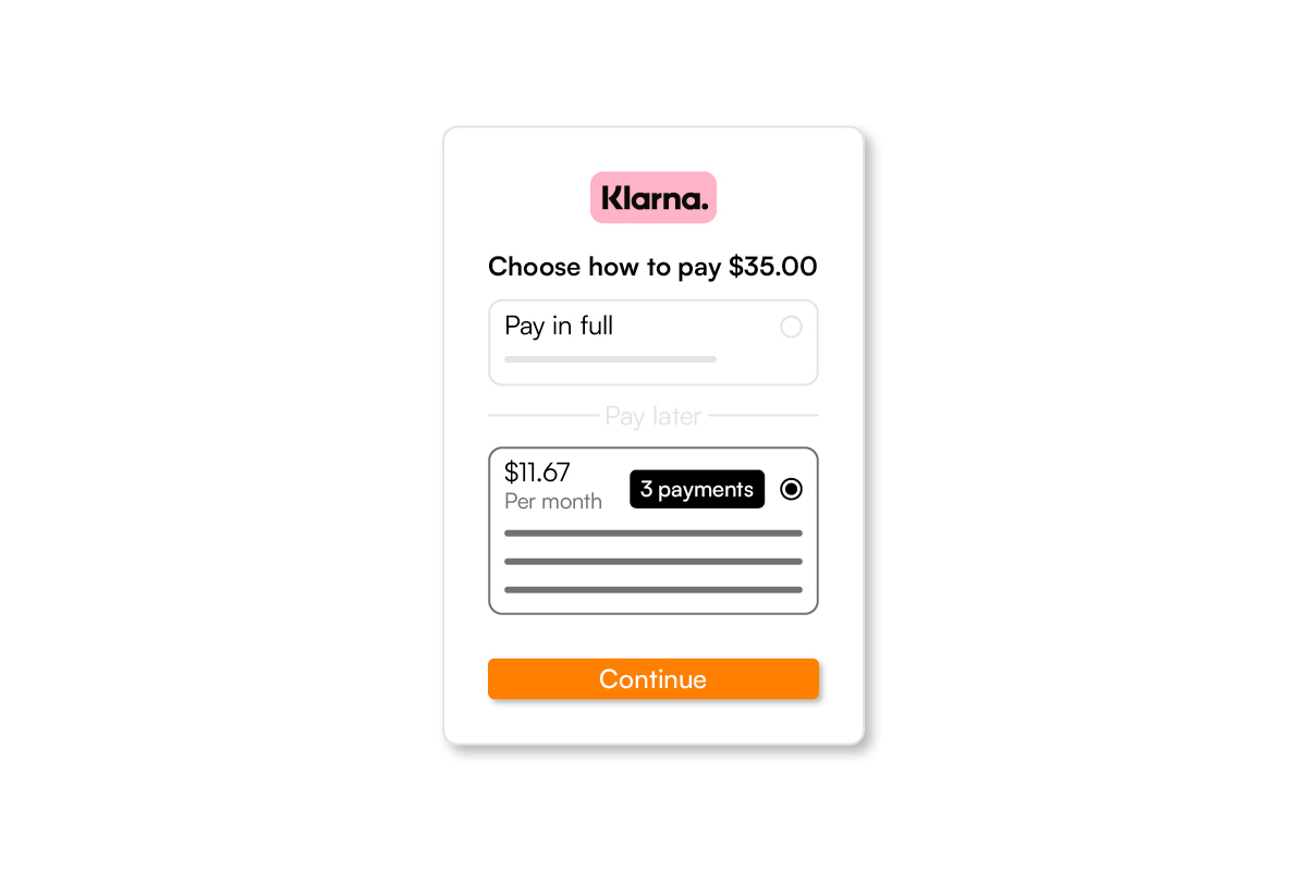 Image Of Option To Buy Now, Pay Later, Using Klarna