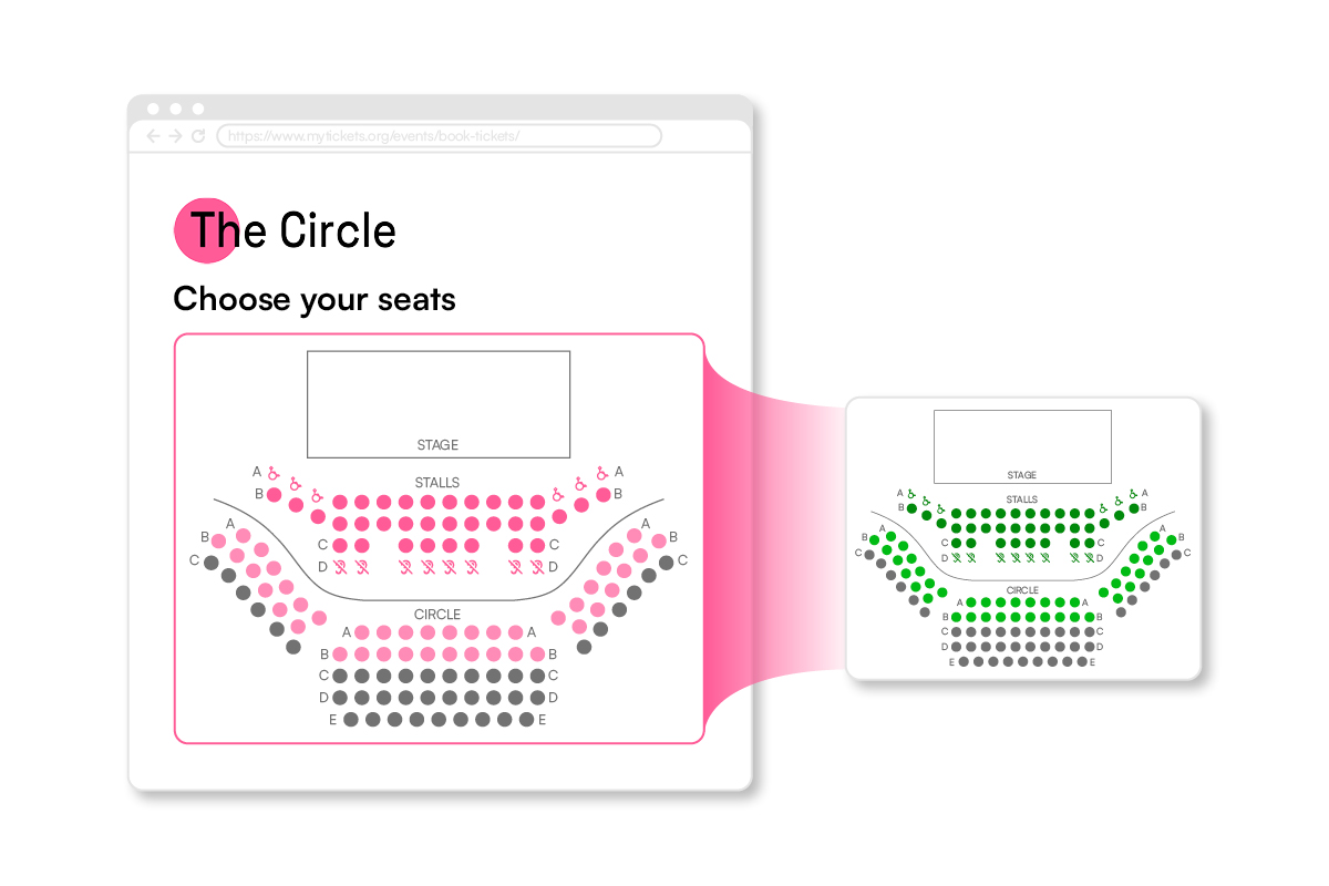 Representation Of A Seating Plan Being Dropped Into A Web Page