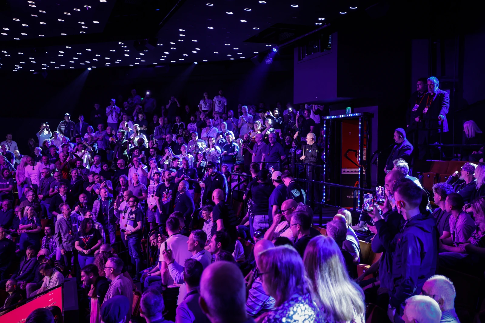 Crucible Audience Under Purple Lighting Sheffield Theatres World Snooker Championship 2026